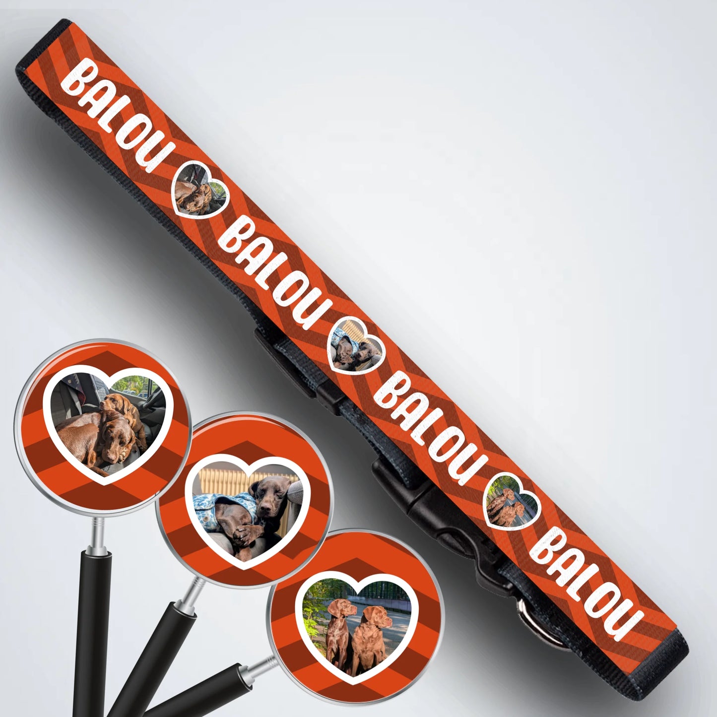 Individuelles Halsband mit Name und Herzfoto